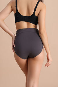 Zivame High Rise Full Coverage Tummy Tucker Hipster Panty - Forge Iron — thumbnail 3